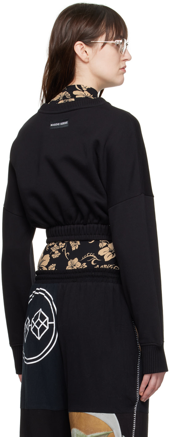 トップス MARINE SERRE Marine Serre: Black Cropped Sweatshirt | SSENSE Canada