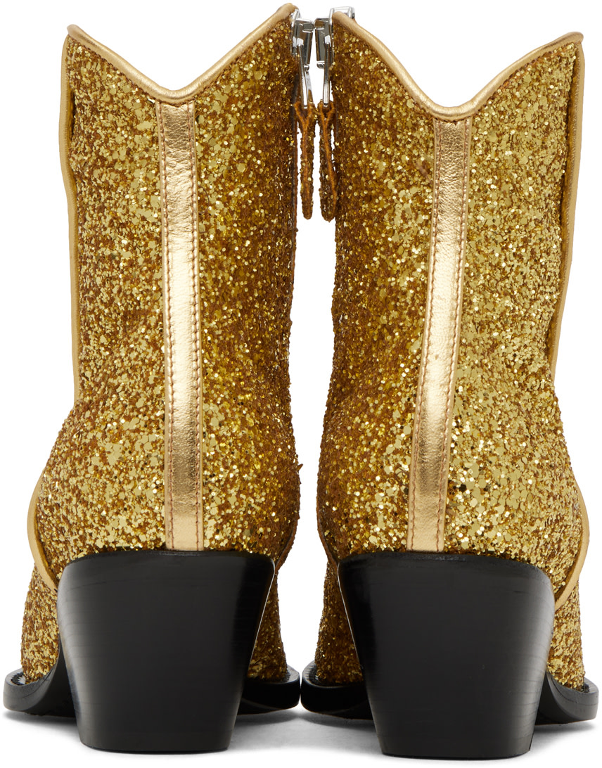 R13 - Bottines de cowboy étroites dorées