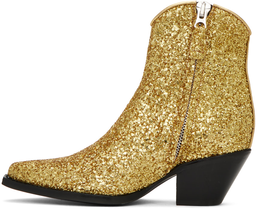 R13 - Bottines de cowboy étroites dorées