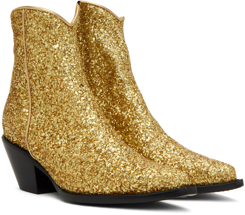 R13 - Bottines de cowboy étroites dorées