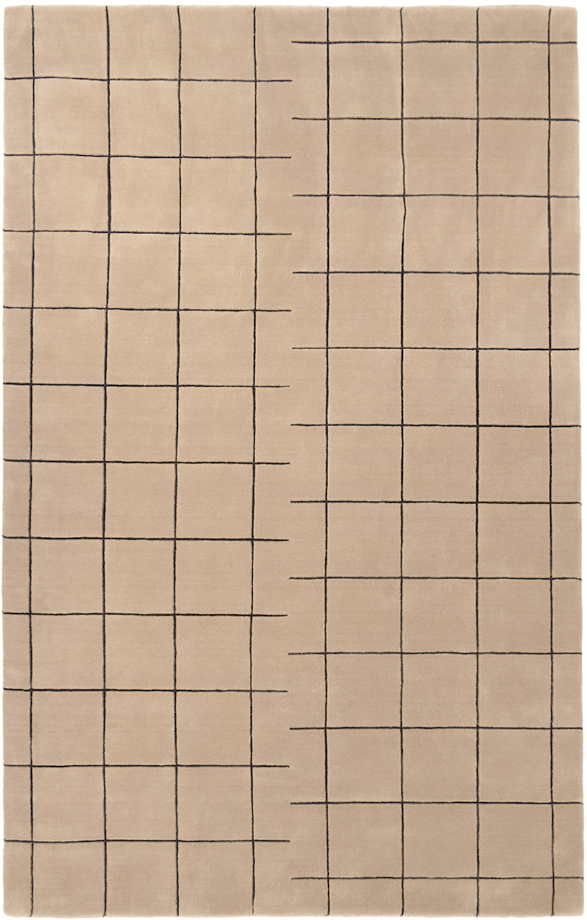 Nordic Knots - Taupe & Black Grid Rug