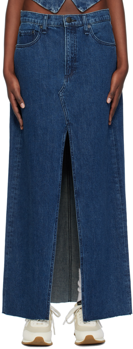 rag & bone - Jupe midi Avery bleu marine