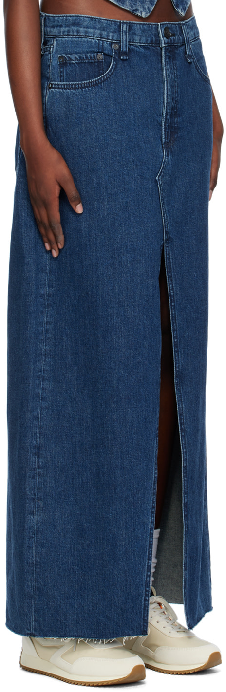 rag & bone - Jupe midi Avery bleu marine