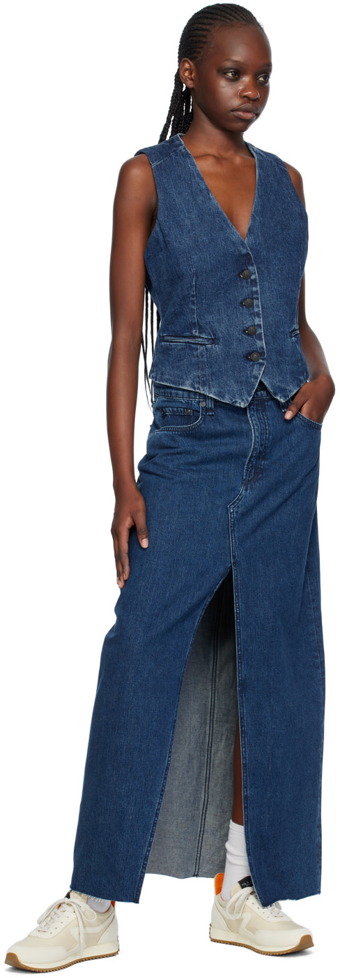 rag & bone - Jupe midi Avery bleu marine