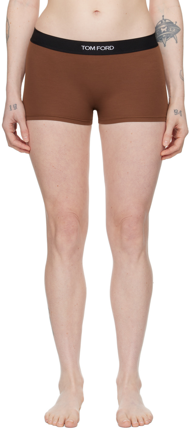 TOM FORD - Boxer brun à logo