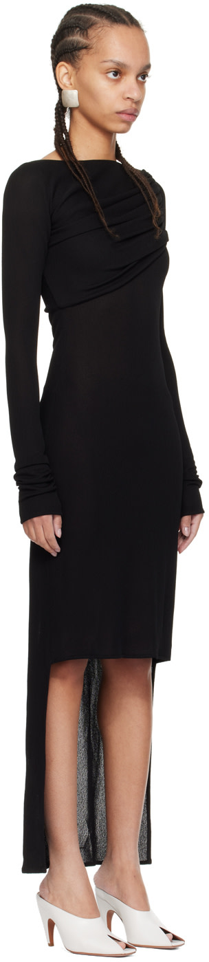 SHANG XIA - Robe midi noire à effet ruché