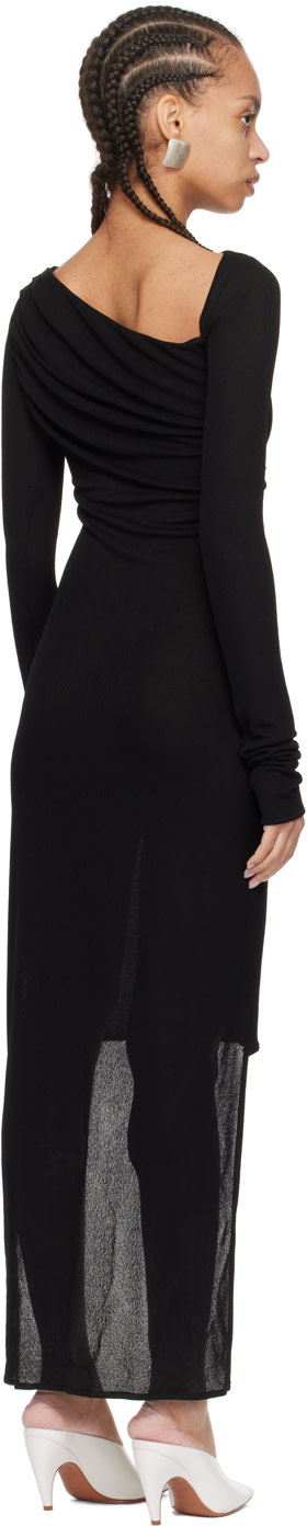 SHANG XIA - Robe midi noire à effet ruché