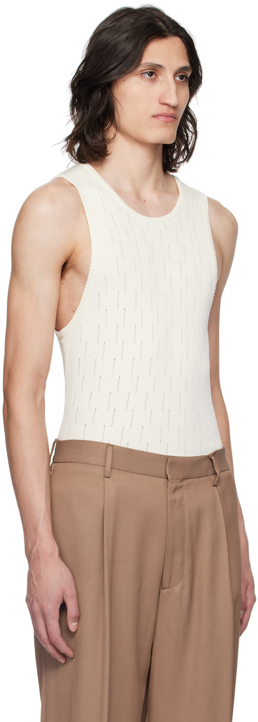 Lardini - Gilet blanc cassé à échelles