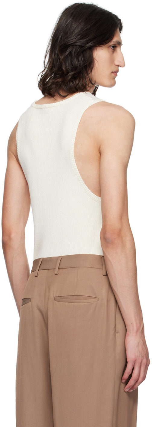 Lardini - Gilet blanc cassé à échelles