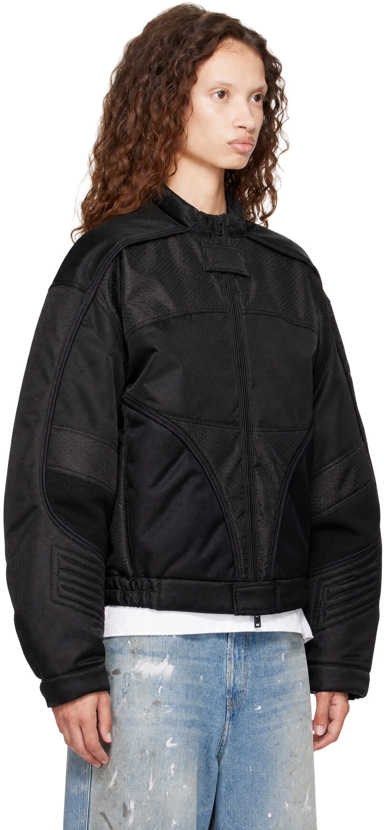 Acne Studios - Blouson aviateur noir canevas lustré