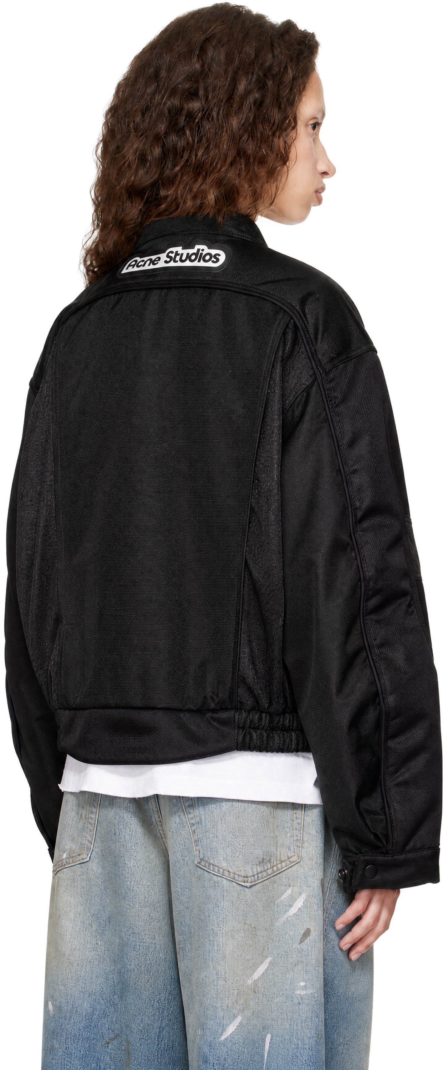 Acne Studios - Black Shiny Drill Bomber Jacket