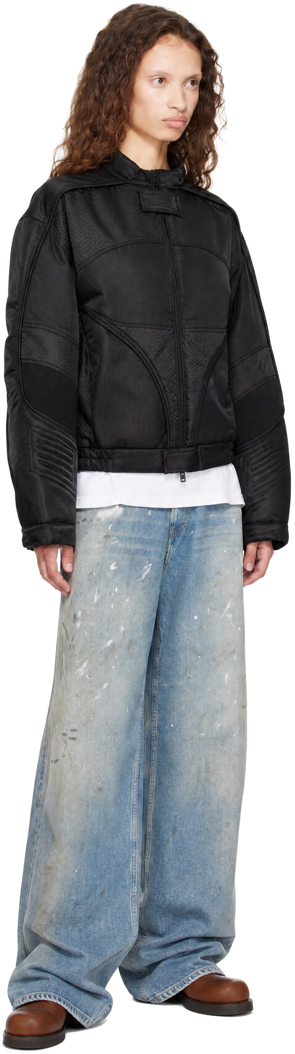 Acne Studios - Blouson aviateur noir canevas lustré