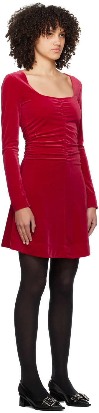 GANNI - Robe courte rouge à effet ruché