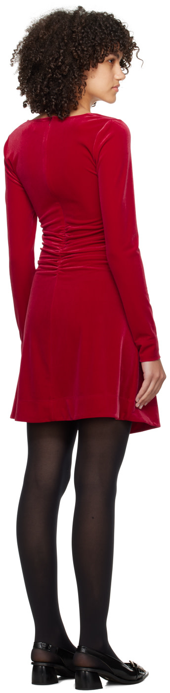 GANNI - Robe courte rouge à effet ruché