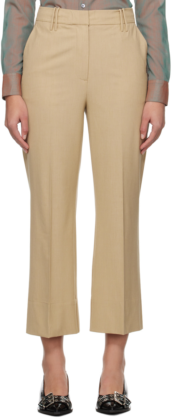 GANNI - Pantalon écourté beige