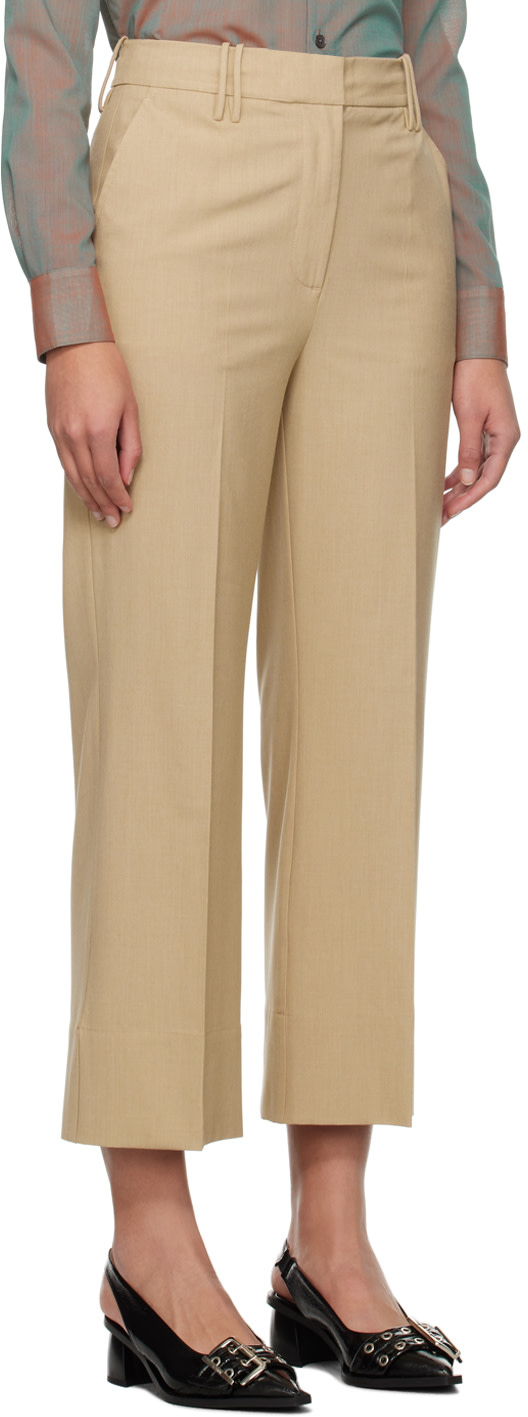 GANNI - Pantalon écourté beige