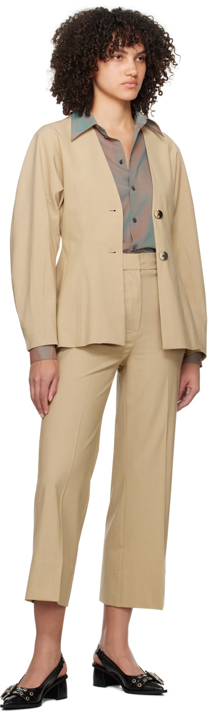 GANNI - Pantalon écourté beige