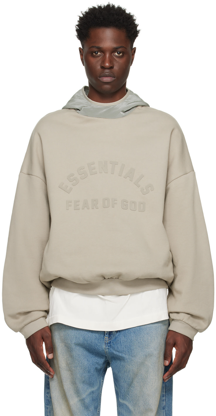 Fear of God ESSENTIALS - Pull à capuche gris à logo contrecollé
