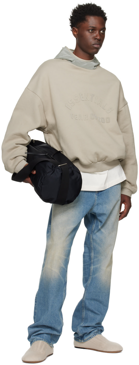 Fear of God ESSENTIALS - Pull à capuche gris à logo contrecollé