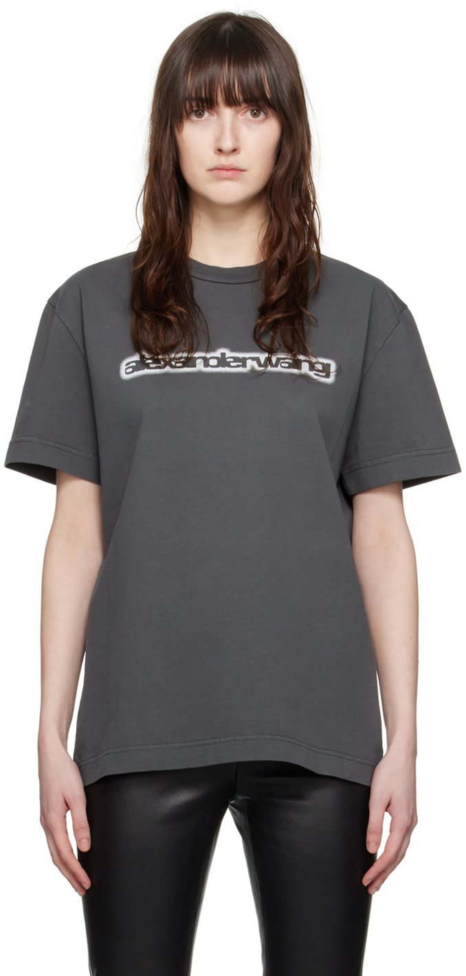 Alexander Wang - グレー ロゴプリント Tシャツ