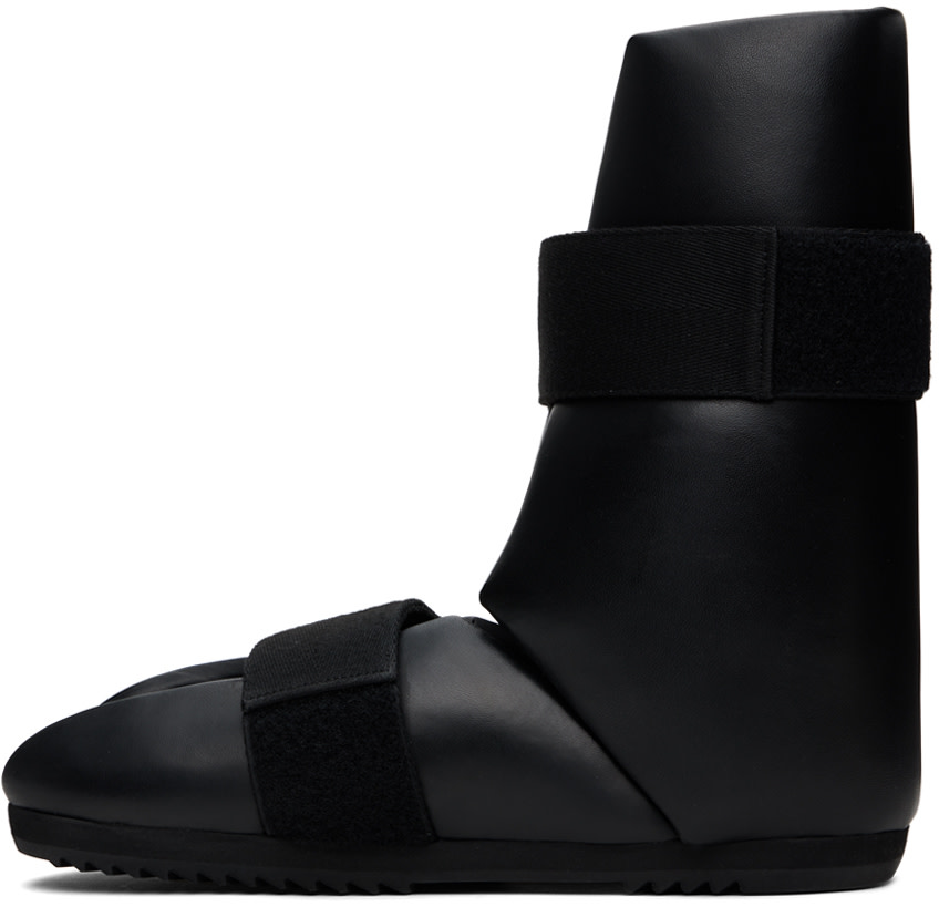 Rick Owens リックオウエンス 22SS Sling Cut-Out Rick Owens: Black Low Splint Sandals | SSENSE