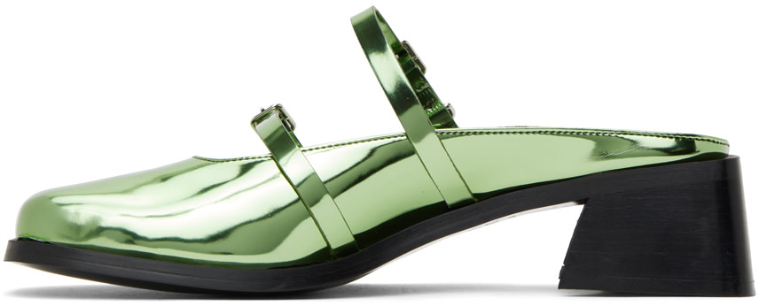 Justine Clenquet: Green Andie Metallic Mules | SSENSE