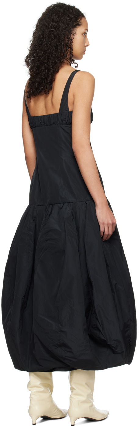 Jil Sander - Robe midi noire à effet ruché