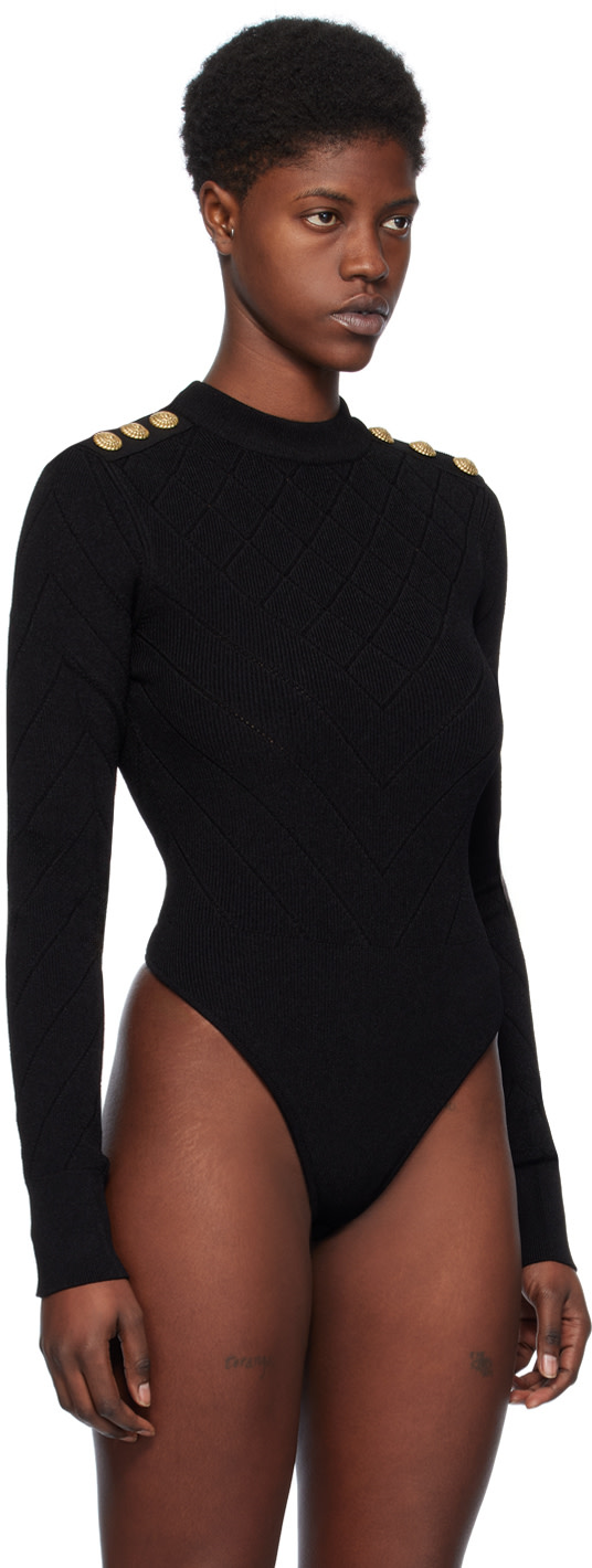 Balmain - Justaucorps noir à découpe
