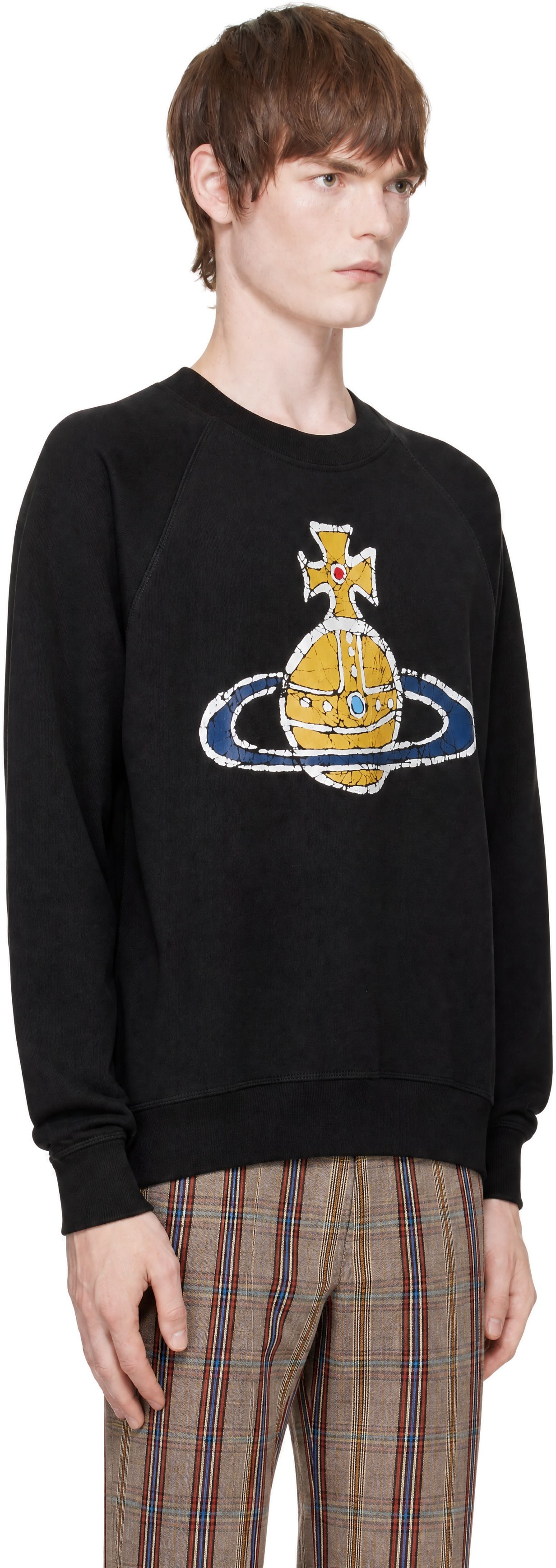 Vivienne Westwood - Pull molletonné noir à manches raglan à logo Time Machine