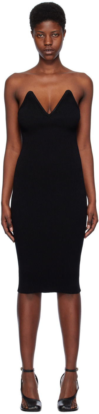 Coperni - Robe midi noire à col en V