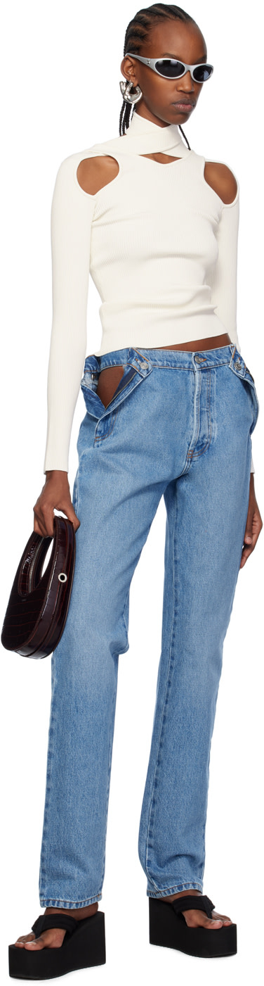 Coperni - Pull blanc cassé à découpe