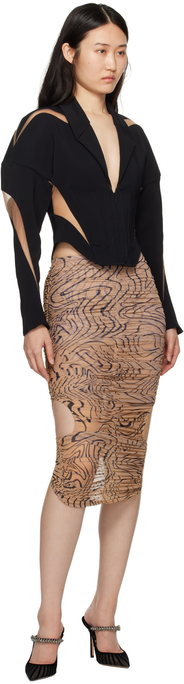 Mugler - Jupe midi drapée brun clair