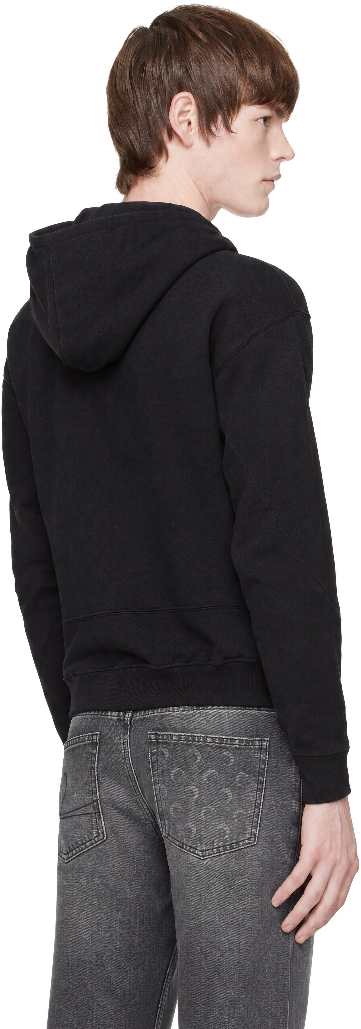 Mugler - Pull molletonné noir à logo contrecollé