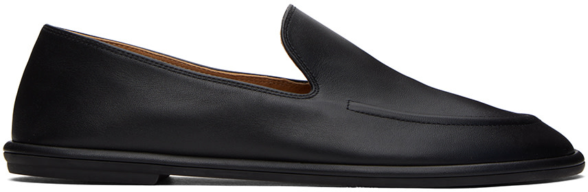The Row: Black Canal Loafers | SSENSE