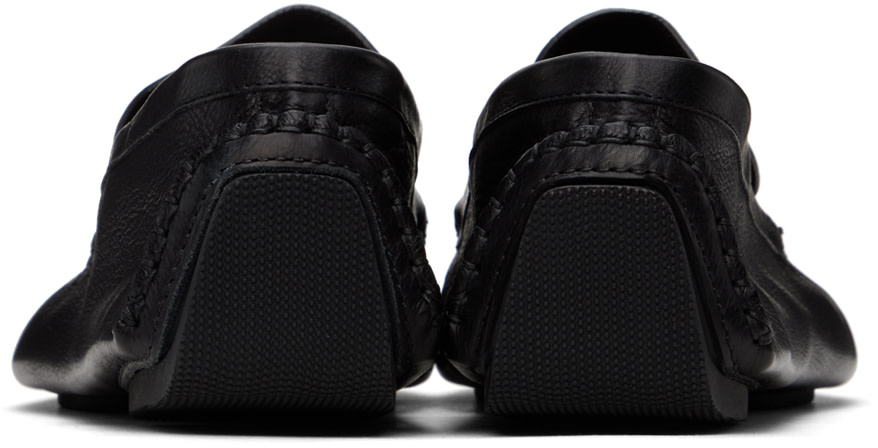 The Row: Black Lucca Slip-On Loafers | SSENSE