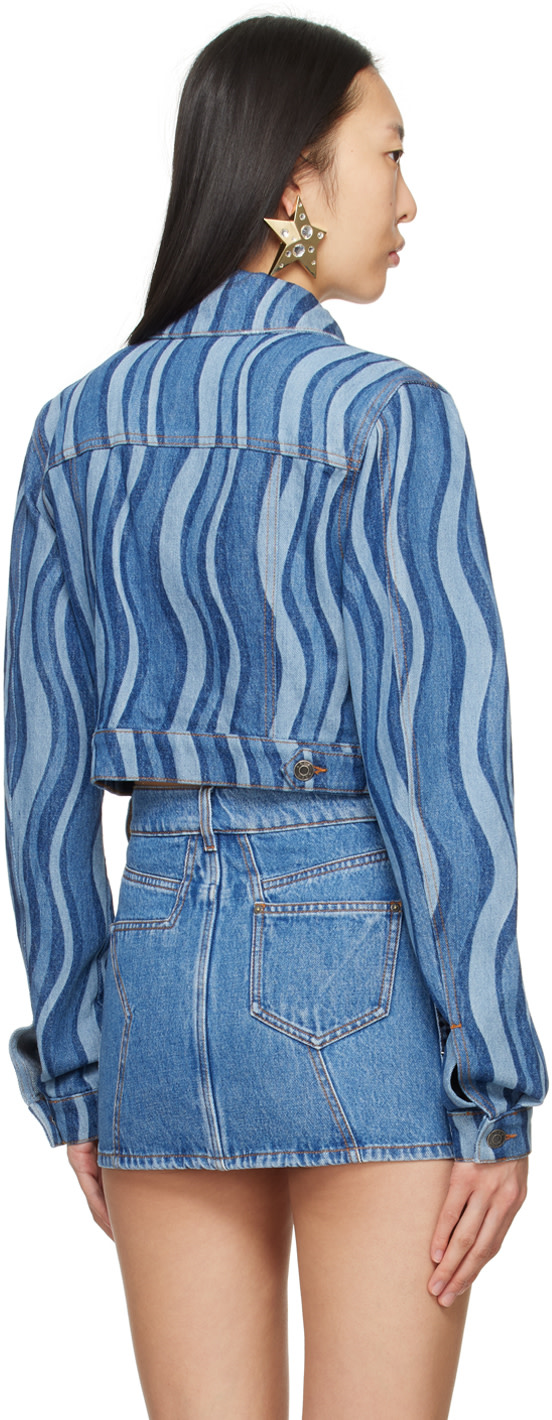 AREA - Blouson indigo en denim à rayures