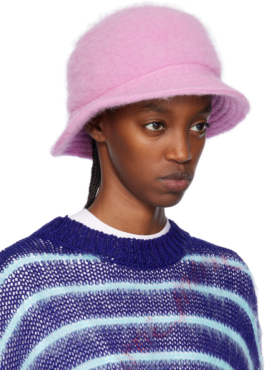 Marni: SSENSE限定 ピンク Furry バケットハット | SSENSE 日本
