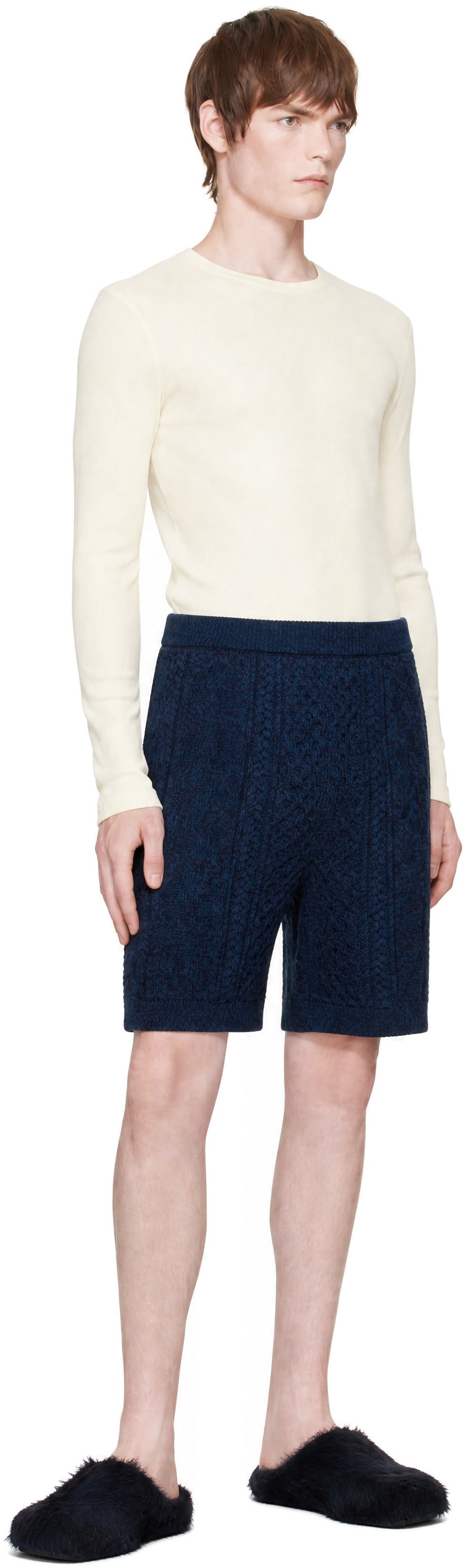 Marni - Navy Twisted Cotton Shorts