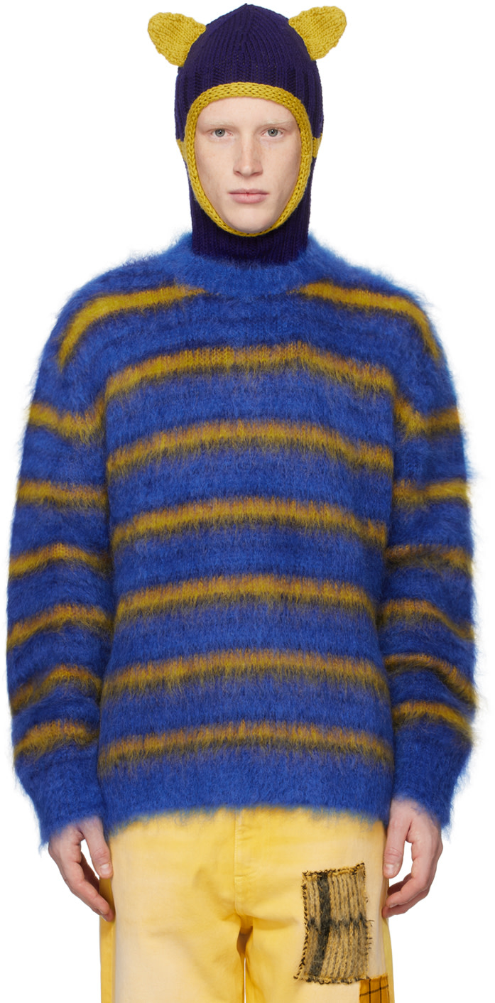 Marni - Pull bleu et jaune à rayures