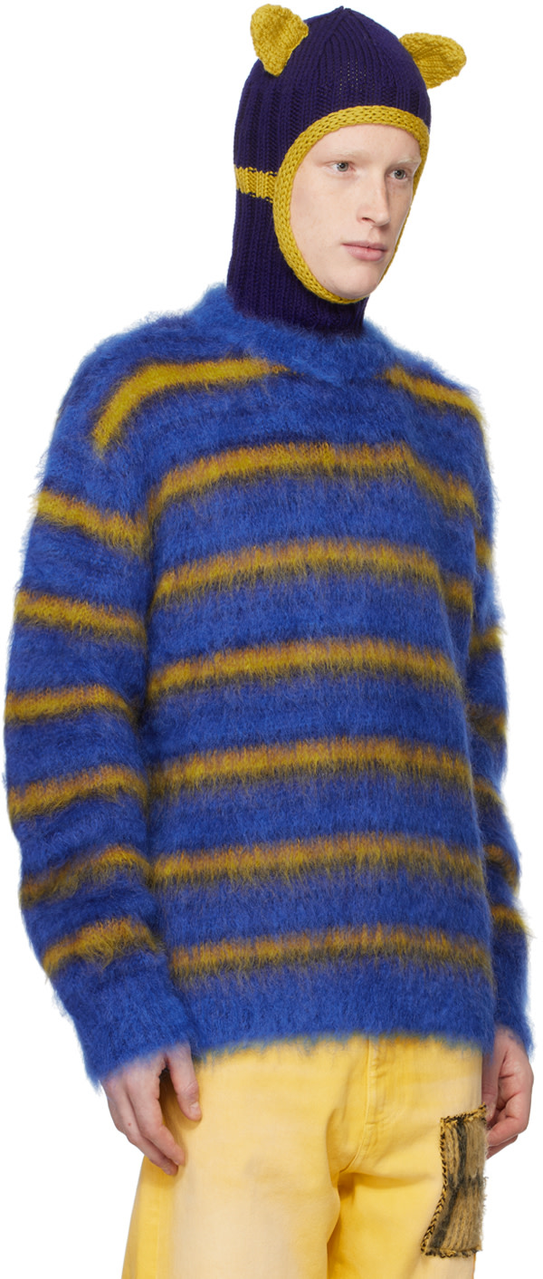 Marni - Pull bleu et jaune à rayures