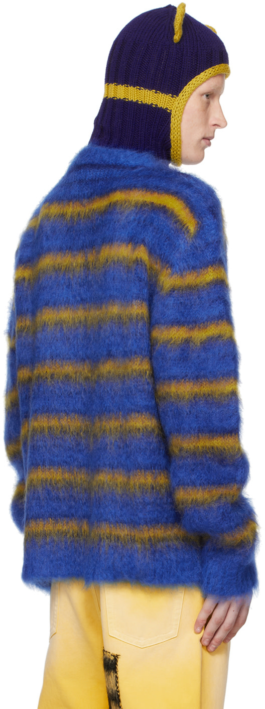Marni - Pull bleu et jaune à rayures