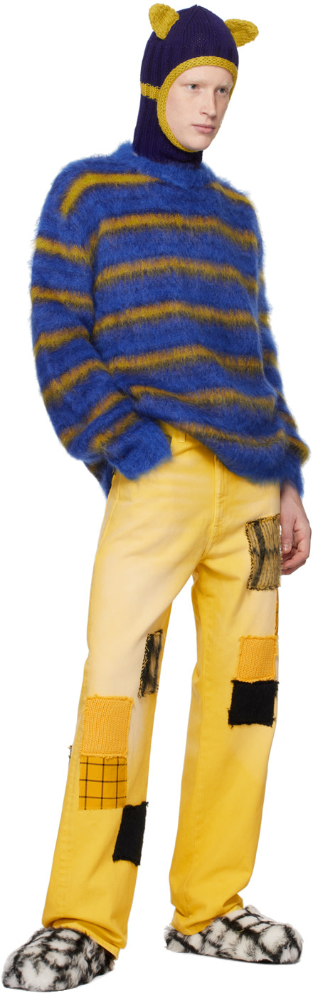 Marni - Pull bleu et jaune à rayures