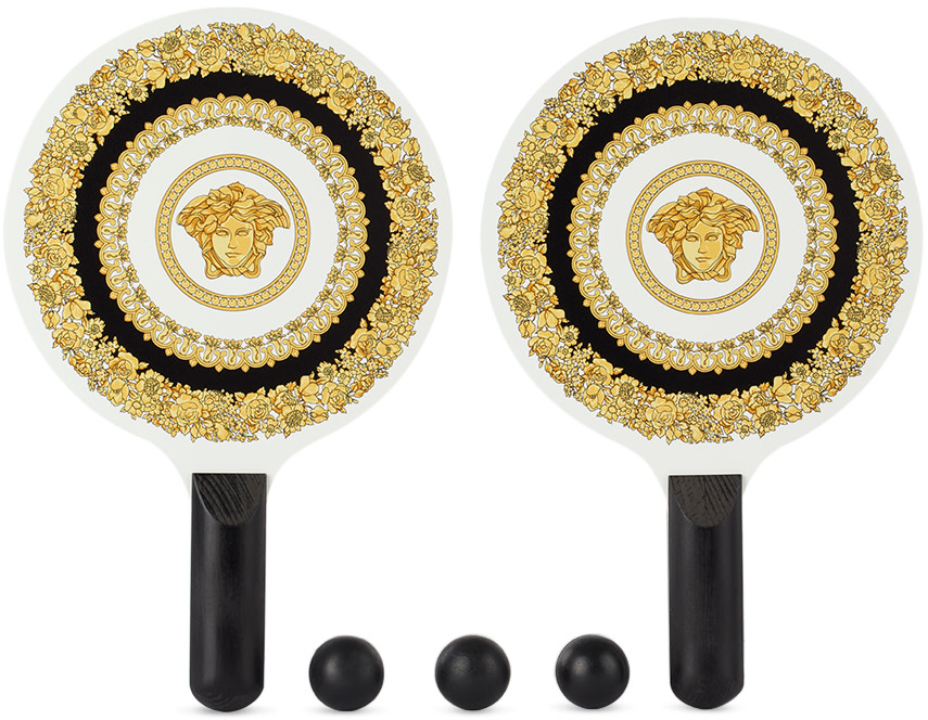 Versace - ゴールド&ホワイト Crete De Fleur ビーチ ラケット セット