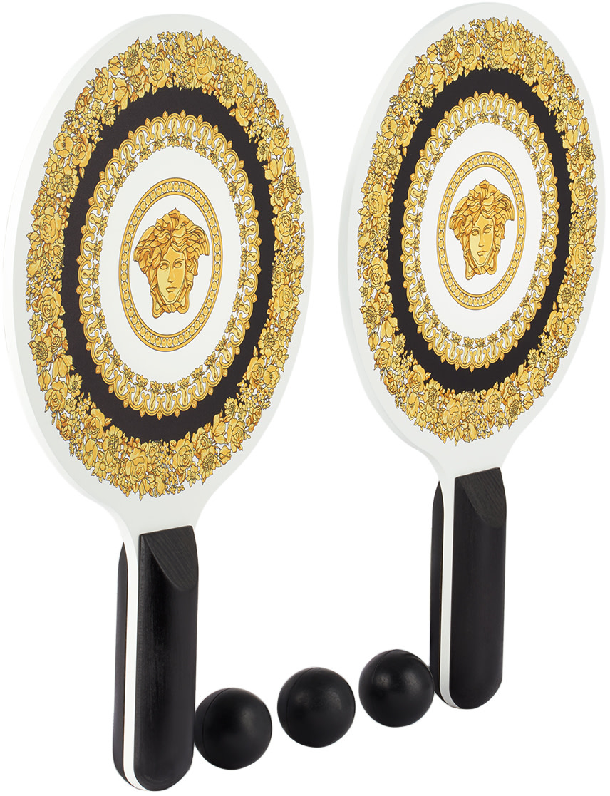 Versace - ゴールド&ホワイト Crete De Fleur ビーチ ラケット セット