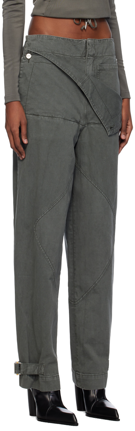 Dion Lee: Pantalon Shell gris à ceinture | SSENSE France