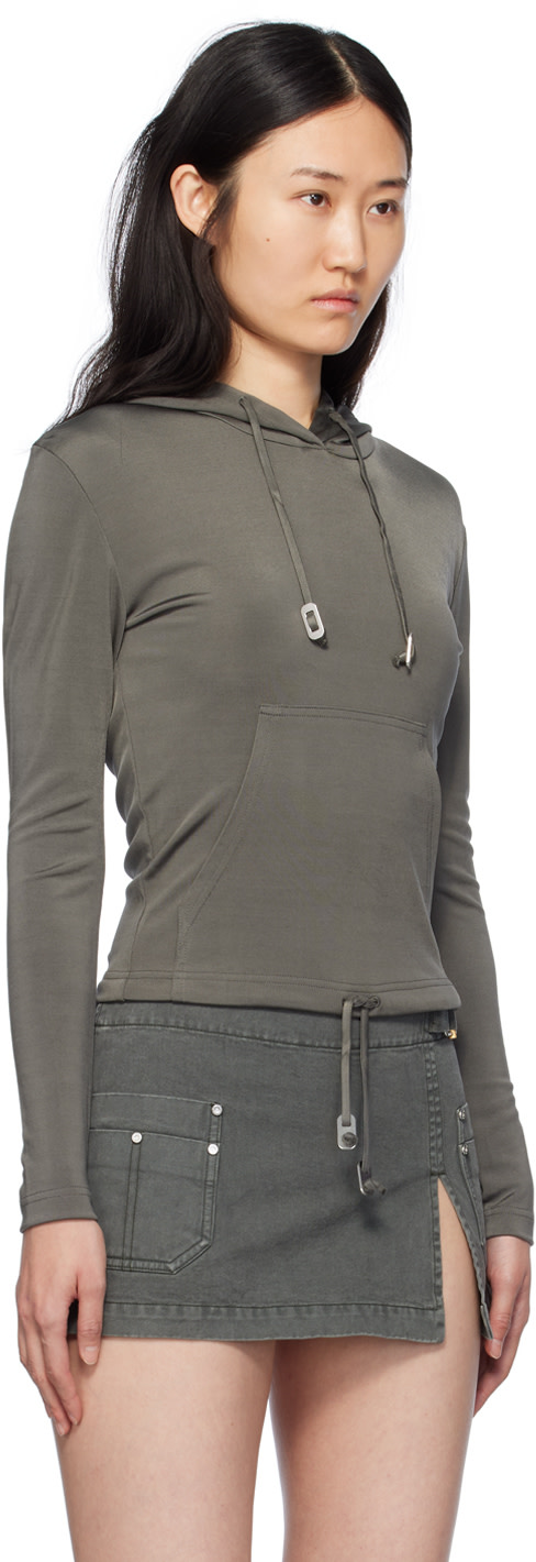 Dion Lee - Pull à capuche écourté Lustrous gris