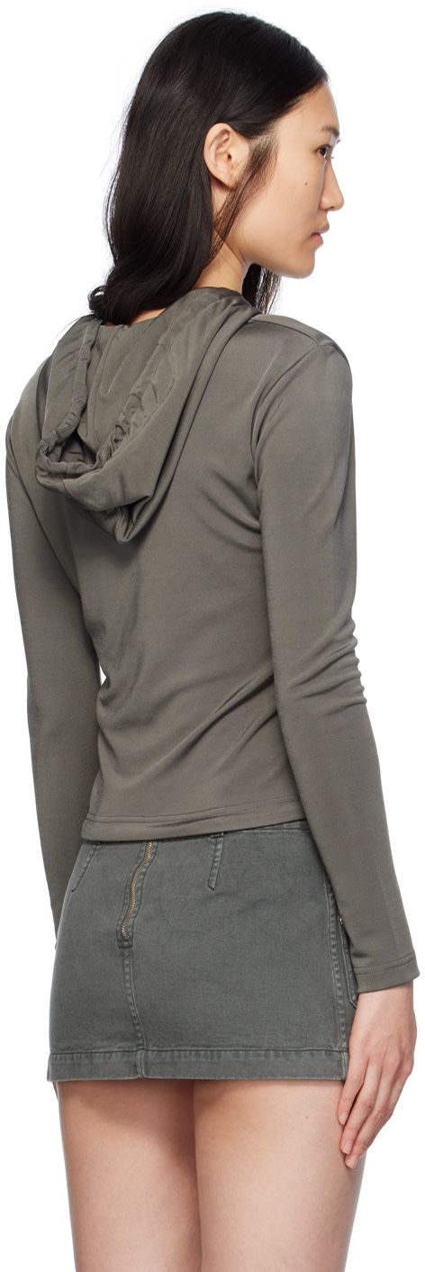 Dion Lee - Pull à capuche écourté Lustrous gris