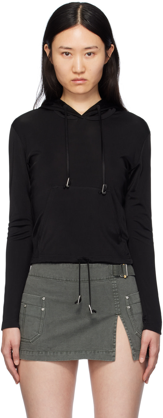 Dion Lee - Pull à capuche écourté Lustrous noir
