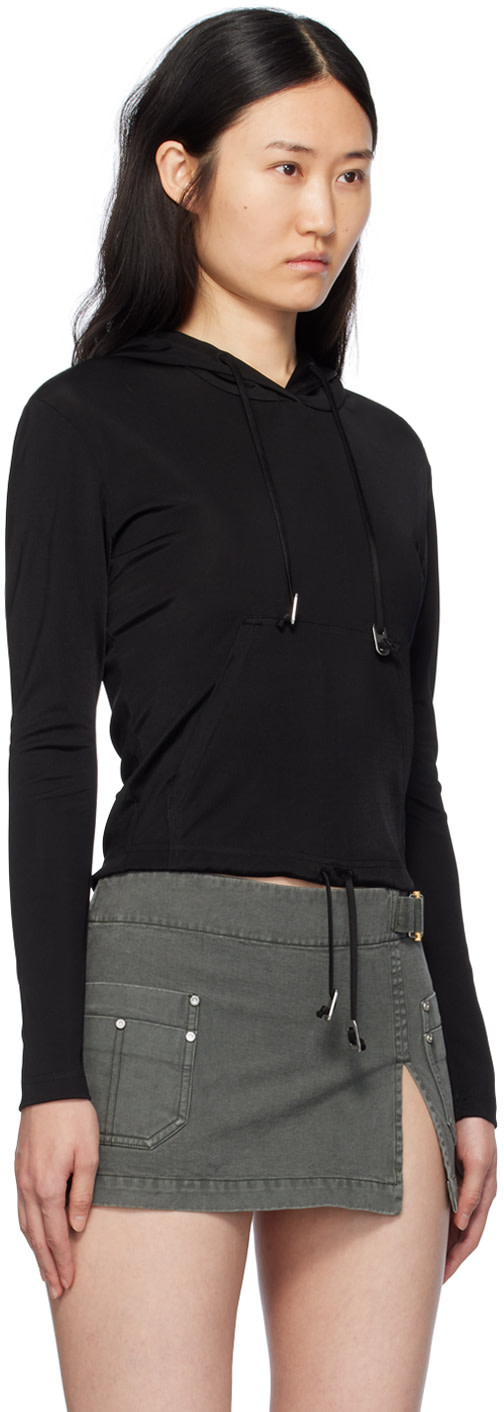 Dion Lee - Pull à capuche écourté Lustrous noir