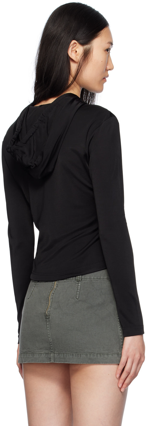 Dion Lee - Pull à capuche écourté Lustrous noir